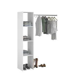Kleiderschrank Botan A - 138cm, 3 Einlegeböden und 1 Kleiderstange - weiß