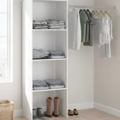 Kleiderschrank Botan B - 160cm, 3 Einlegeböden und 1 Kleiderstange - weiß