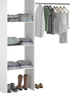 Kleiderschrank Botan B - 160cm, 3 Einlegeböden und 1 Kleiderstange - weiß