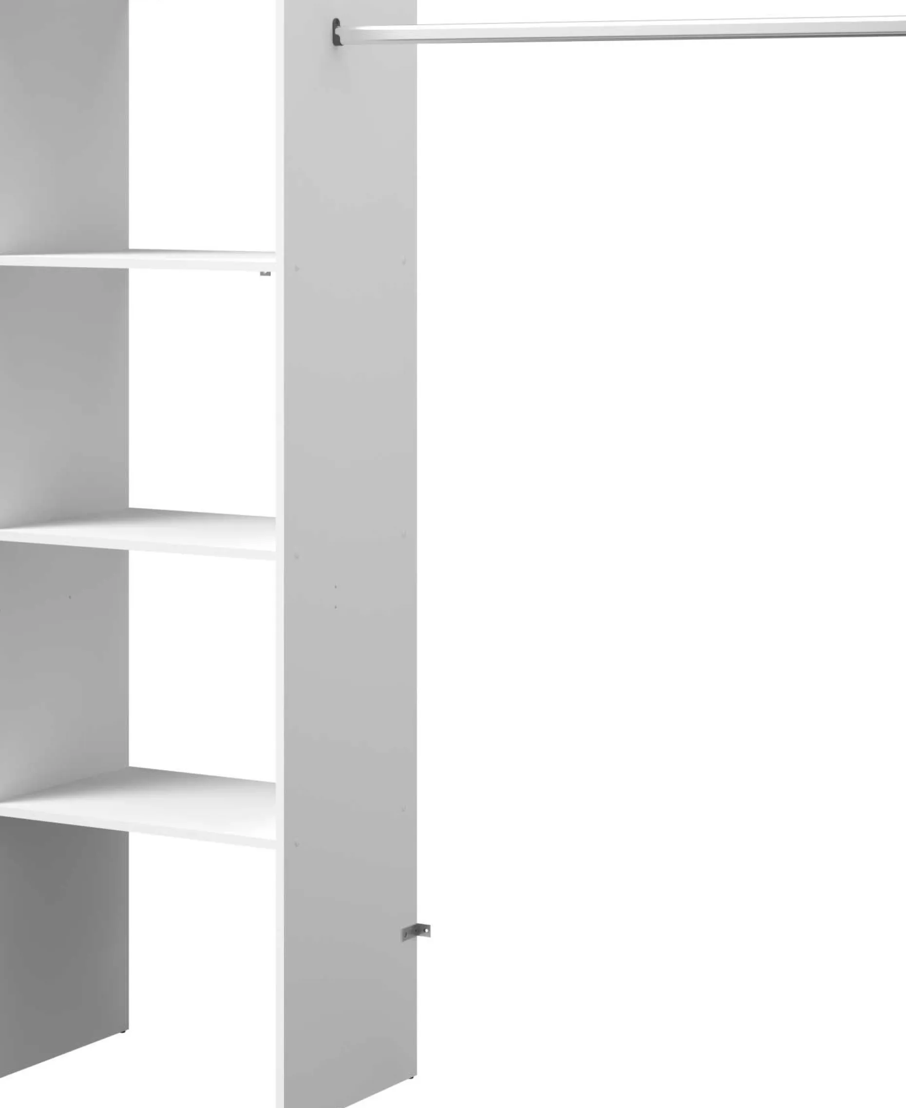 Kleiderschrank Botan B - 160cm, 3 Einlegeböden und 1 Kleiderstange - weiß