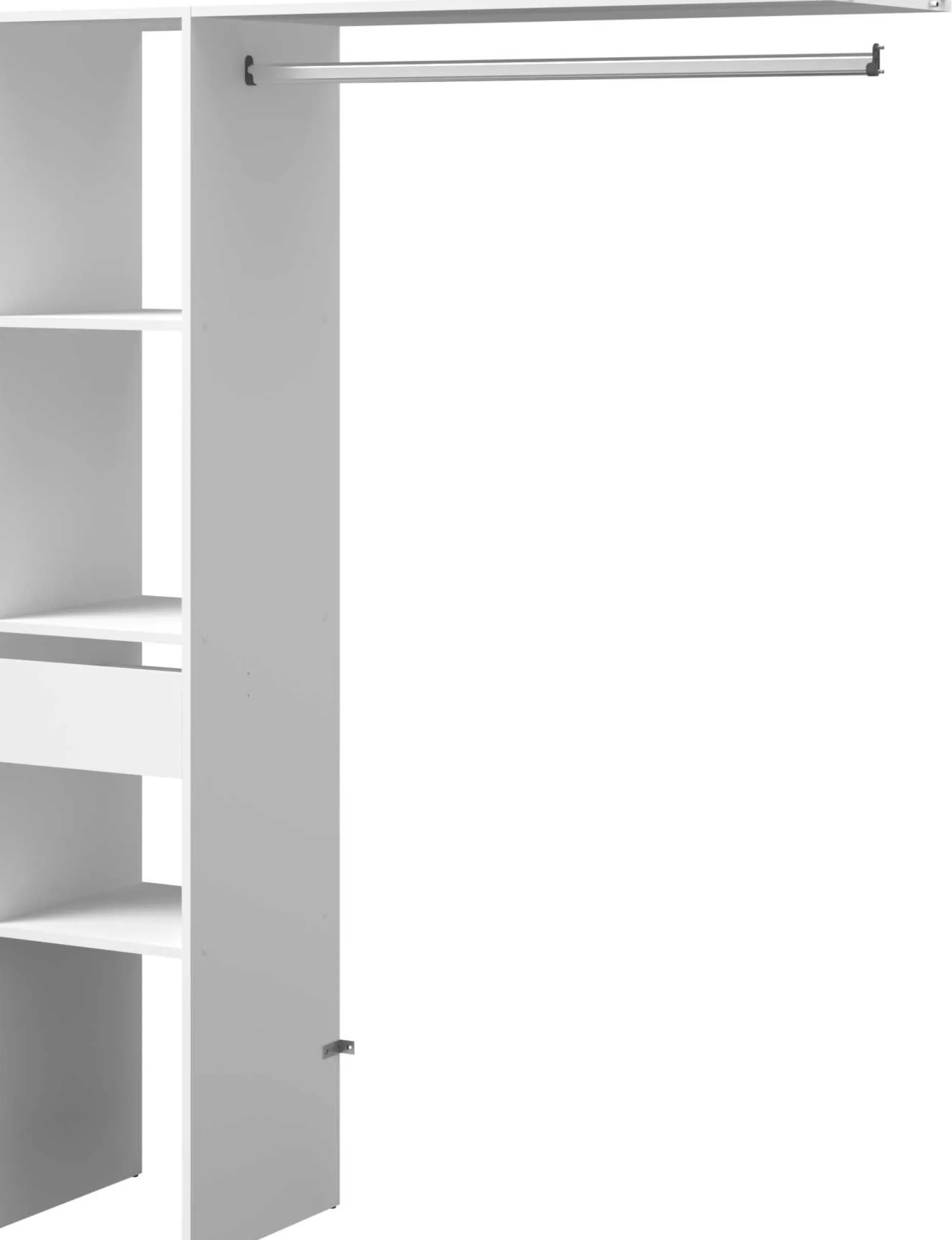 Kleiderschrank Botan C - 138cm, 1 Schublade, 3 Einlegeböden und 1 Kleiderstange - weiß