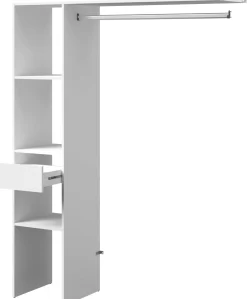 Kleiderschrank Botan C - 138cm, 1 Schublade, 3 Einlegeböden und 1 Kleiderstange - weiß