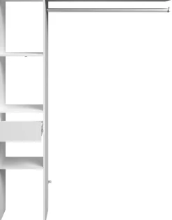 Kleiderschrank Botan C - 138cm, 1 Schublade, 3 Einlegeböden und 1 Kleiderstange - weiß