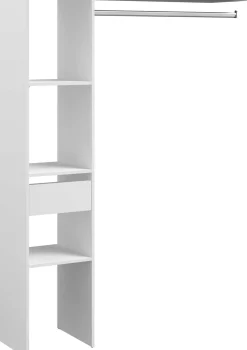 Kleiderschrank Botan C - 138cm, 1 Schublade, 3 Einlegeböden und 1 Kleiderstange - weiß