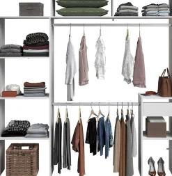 Kleiderschrank Botan 140 - 198cm, 4 Einlegeböden, 2 Kleiderstangen, 1 Schublade - weiß