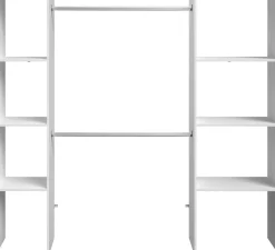 Kleiderschrank Botan 196cm, 6 Einlegeböden und 2 Kleiderstangen - weiß