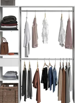Kleiderschrank Botan 140cm, 1 Schublade und 3 Einlegeböden und 1 Kleiderstange - weiß