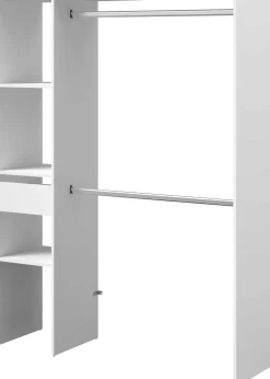 Kleiderschrank Botan 140cm, 1 Schublade und 3 Einlegeböden und 1 Kleiderstange - weiß