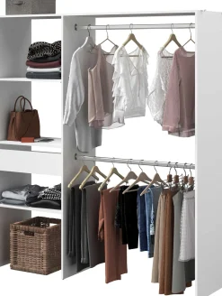 Kleiderschrank Botan 162cm, 1 Schublade und 3 Einlegeböden und 1 Kleiderstange - weiß