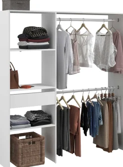 Kleiderschrank Botan 162cm, 1 Schublade und 3 Einlegeböden und 1 Kleiderstange - weiß