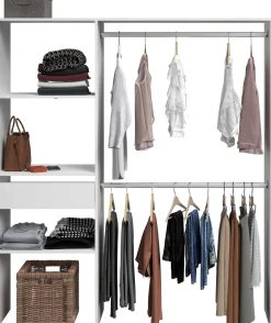 Kleiderschrank Botan 162cm, 1 Schublade und 3 Einlegeböden und 1 Kleiderstange - weiß