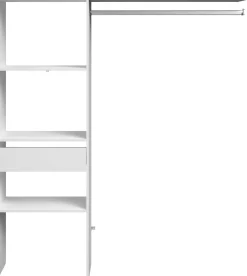 Kleiderschrank Botan D - 160cm, 1 Schublade, 3 Einlegeböden und 1 Kleiderstange - weiß
