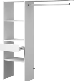 Kleiderschrank Botan D - 160cm, 1 Schublade, 3 Einlegeböden und 1 Kleiderstange - weiß
