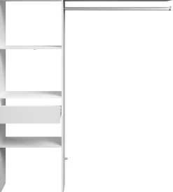 Kleiderschrank Botan D - 160cm, 1 Schublade, 3 Einlegeböden und 1 Kleiderstange - weiß