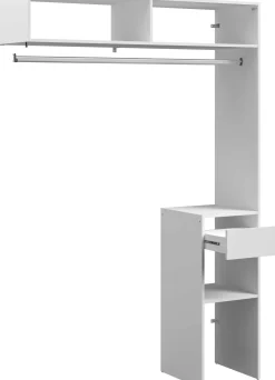 Kleiderschrank Botan F - 140cm, 1 Schublade und 1 Kleiderstange - weiß