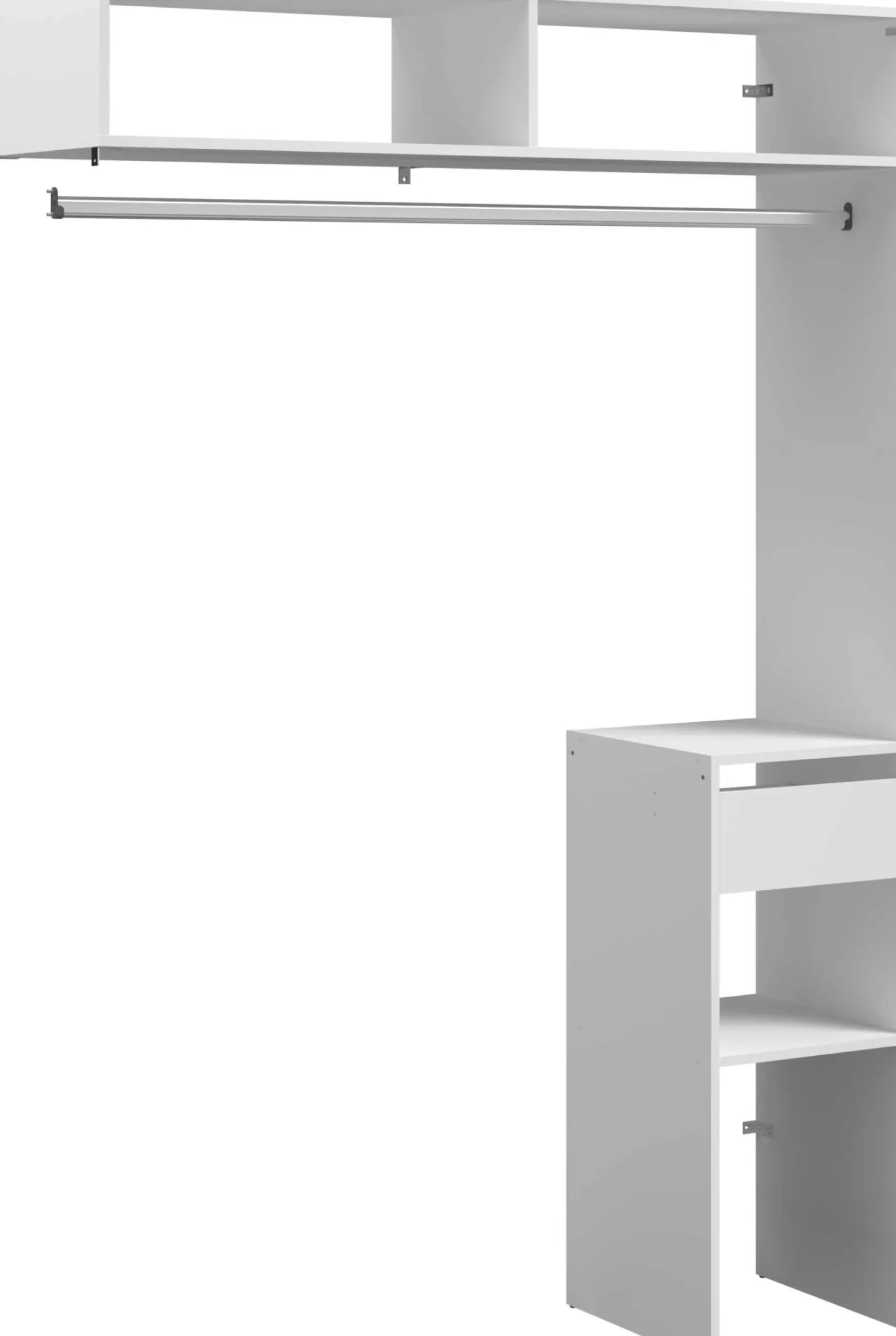 Kleiderschrank Botan F - 140cm, 1 Schublade und 1 Kleiderstange - weiß