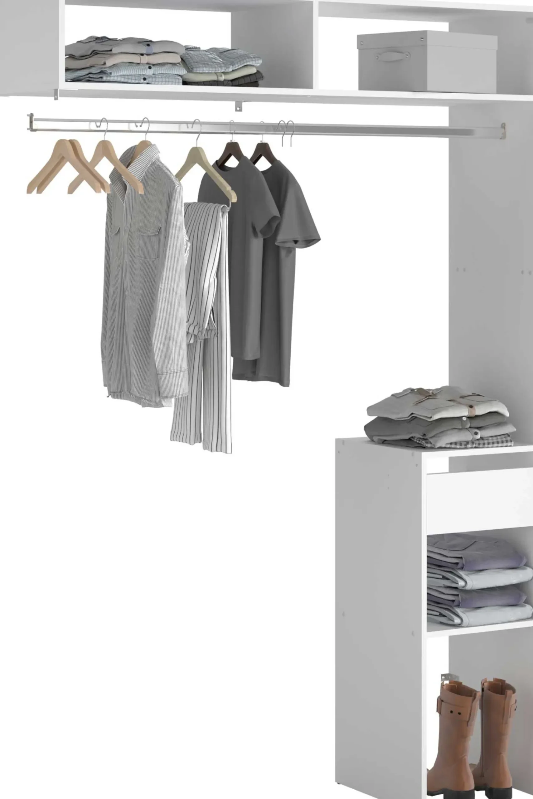 Kleiderschrank Botan F - 140cm, 1 Schublade und 1 Kleiderstange - weiß