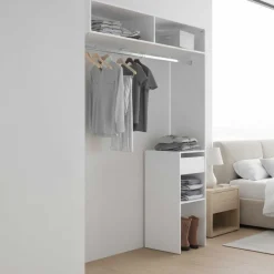 Kleiderschrank Botan F - 140cm, 1 Schublade und 1 Kleiderstange - weiß