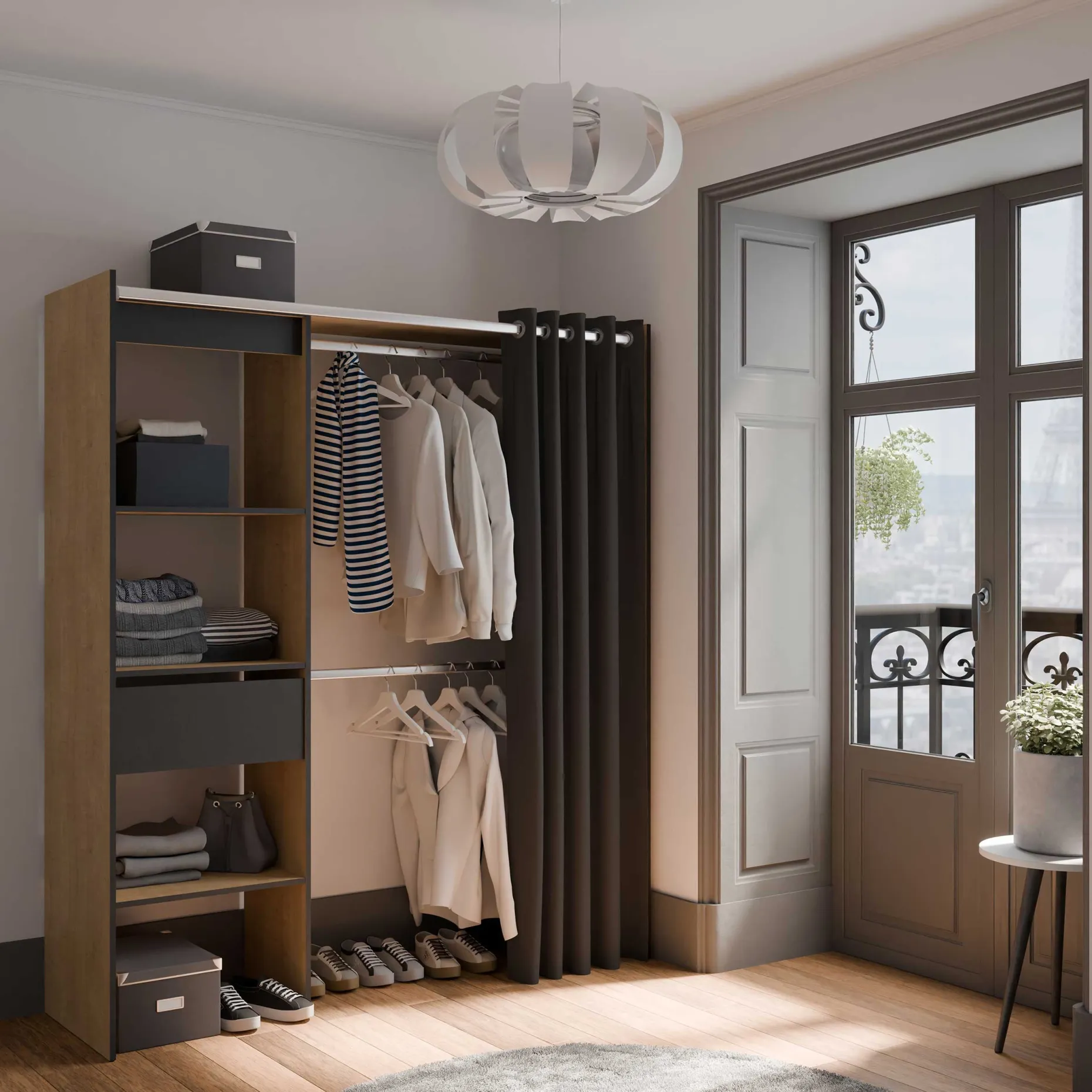 Kleiderschrank Chicago - 50x114x192 cm - Braun/Eiche