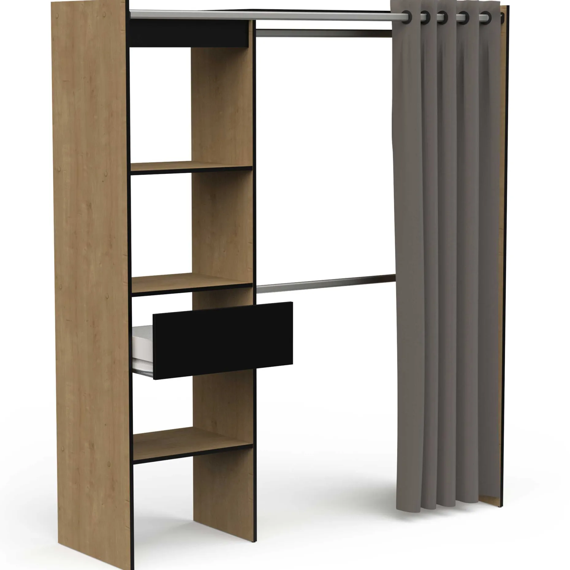 Kleiderschrank Chicago - 50x114x192 cm - Braun/Eiche