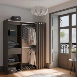 Kleiderschrank Chicago - 50x114x192 cm - Schwarz/Eiche
