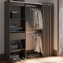 Kleiderschrank Chicago - 50x114x192 cm - Schwarz/Eiche