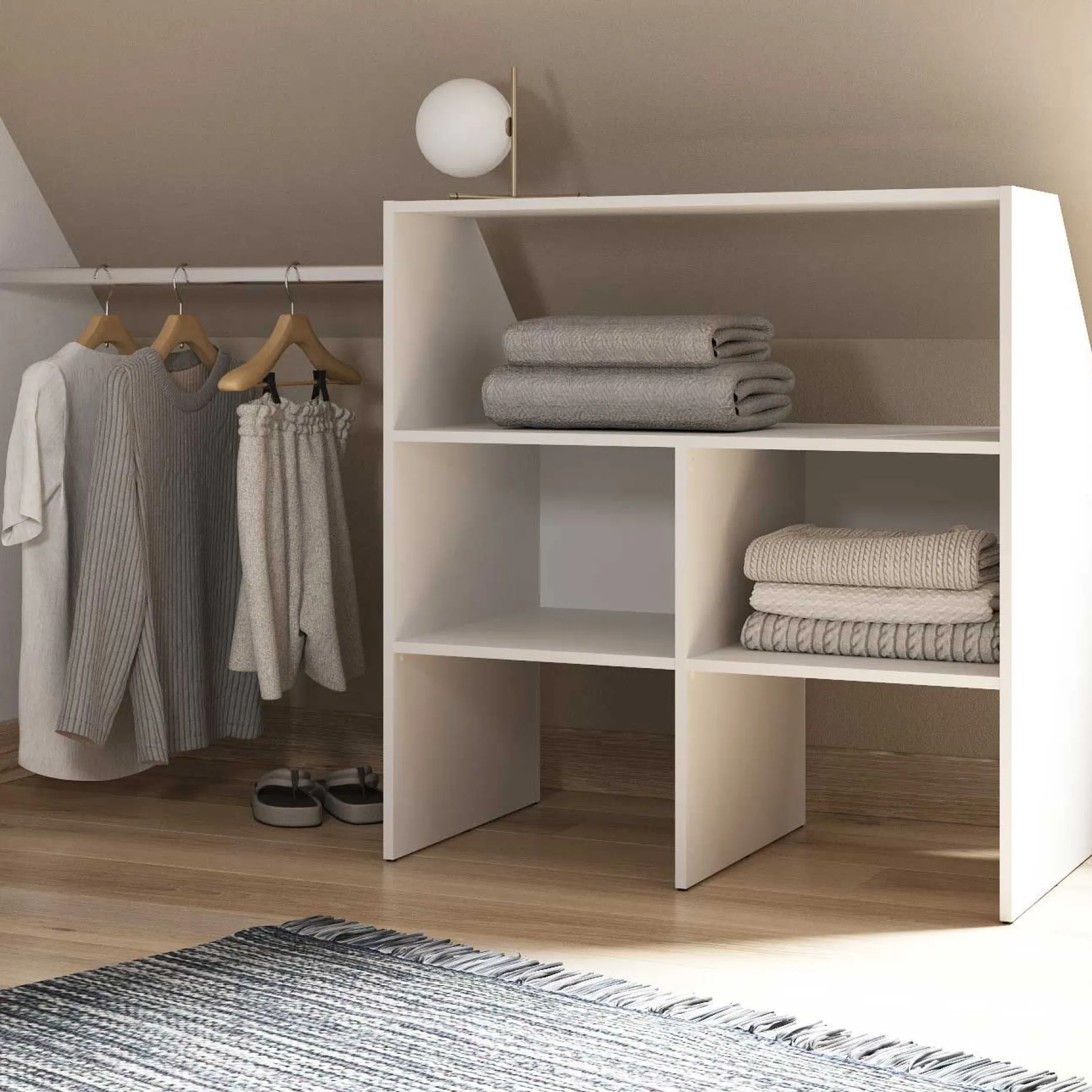 Kleiderschrank Côme - 171x50x91cm - 5 Fächer und 1 Kleiderstange - weiß