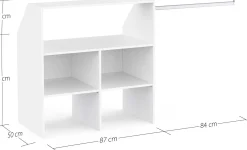 Kleiderschrank Côme - 171x50x91cm - 5 Fächer und 1 Kleiderstange - weiß