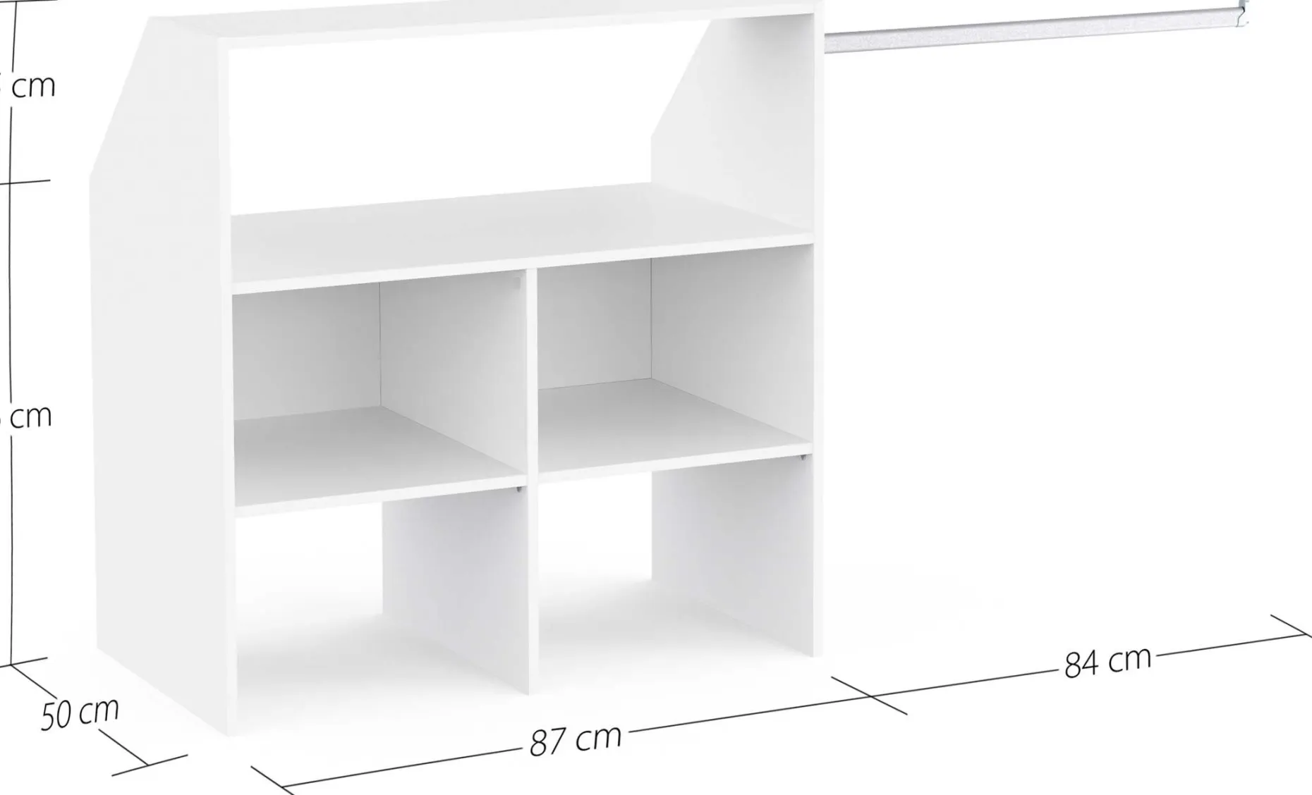 Kleiderschrank Côme - 171x50x91cm - 5 Fächer und 1 Kleiderstange - weiß