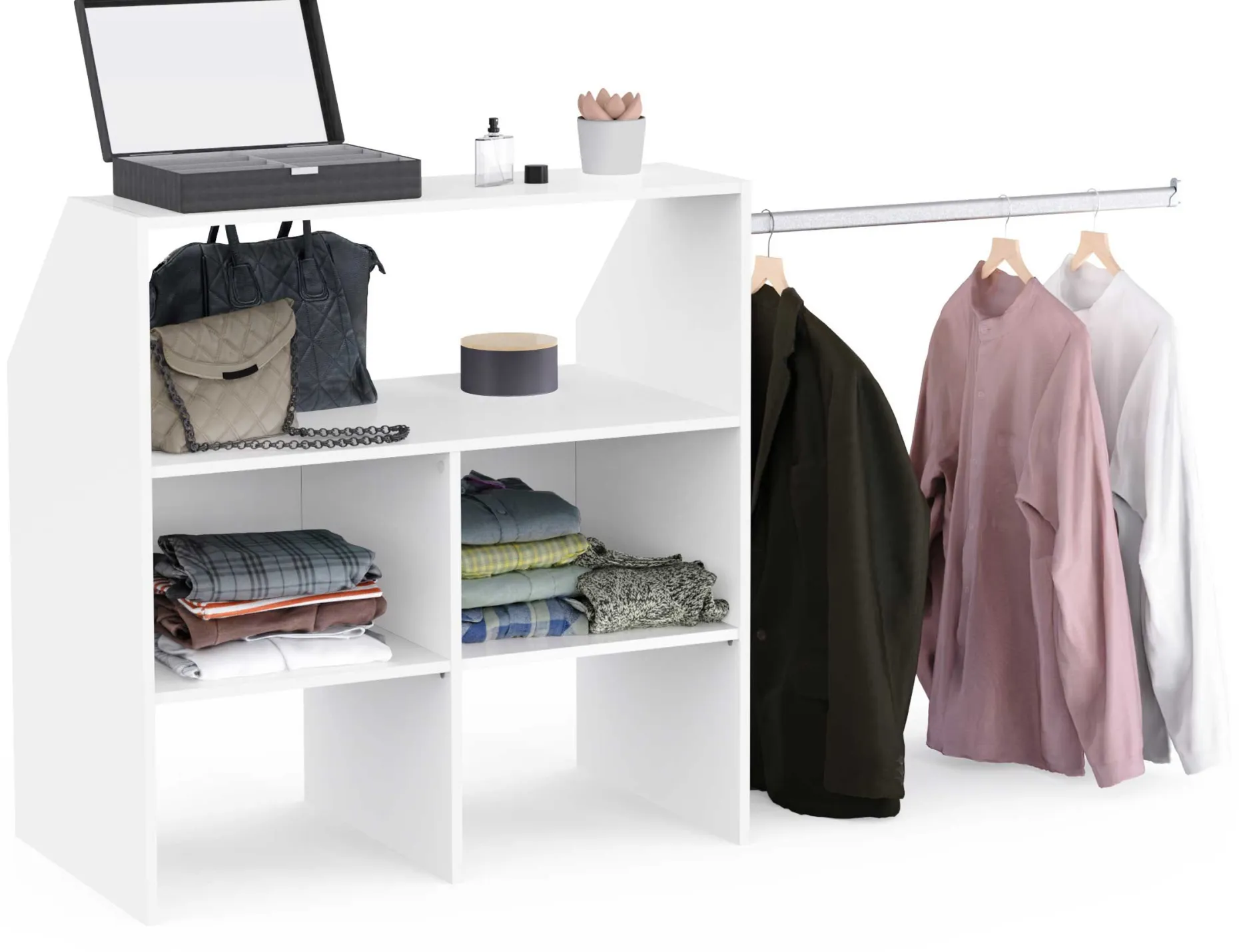 Kleiderschrank Côme - 171x50x91cm - 5 Fächer und 1 Kleiderstange - weiß