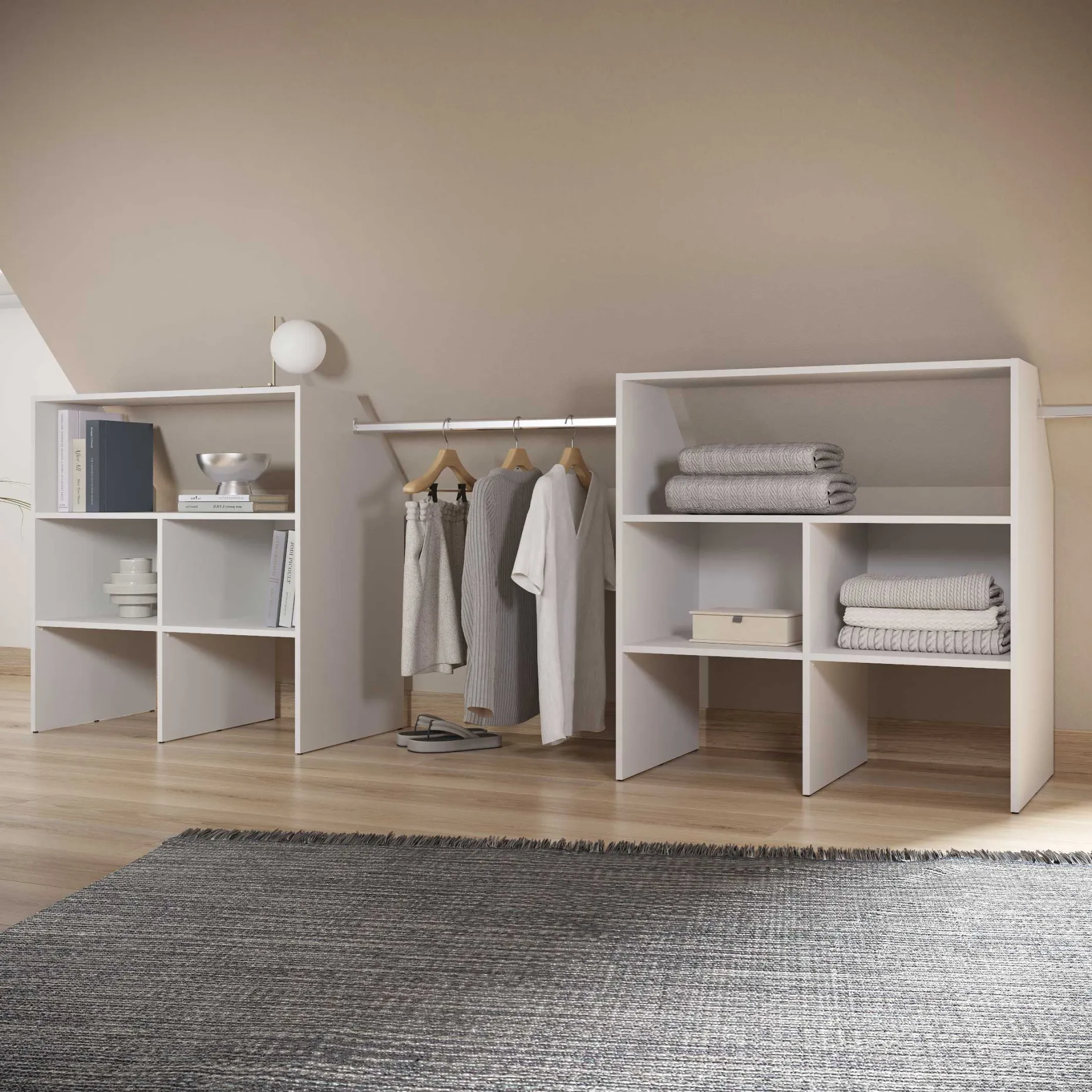 Kleiderschrank Côme - 171x50x91cm - 5 Fächer und 1 Kleiderstange - weiß