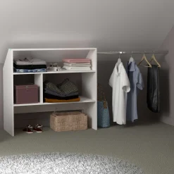 Kleiderschrank Corrida - 197x50x97cm - 4 Fächer und Kleiderstange - weiß