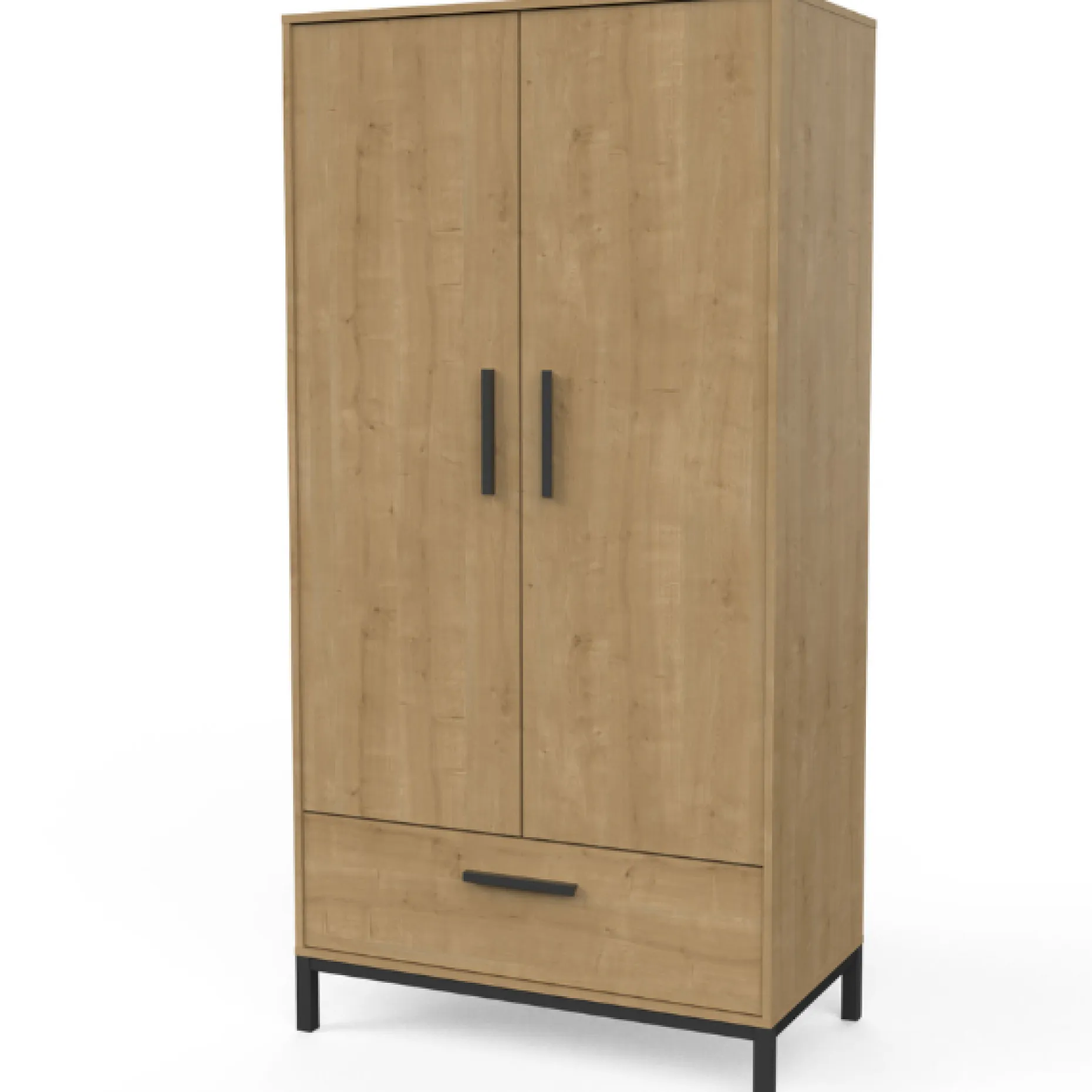 Kleiderschrank Craig-Hamilton Eiche/Mattschwarz