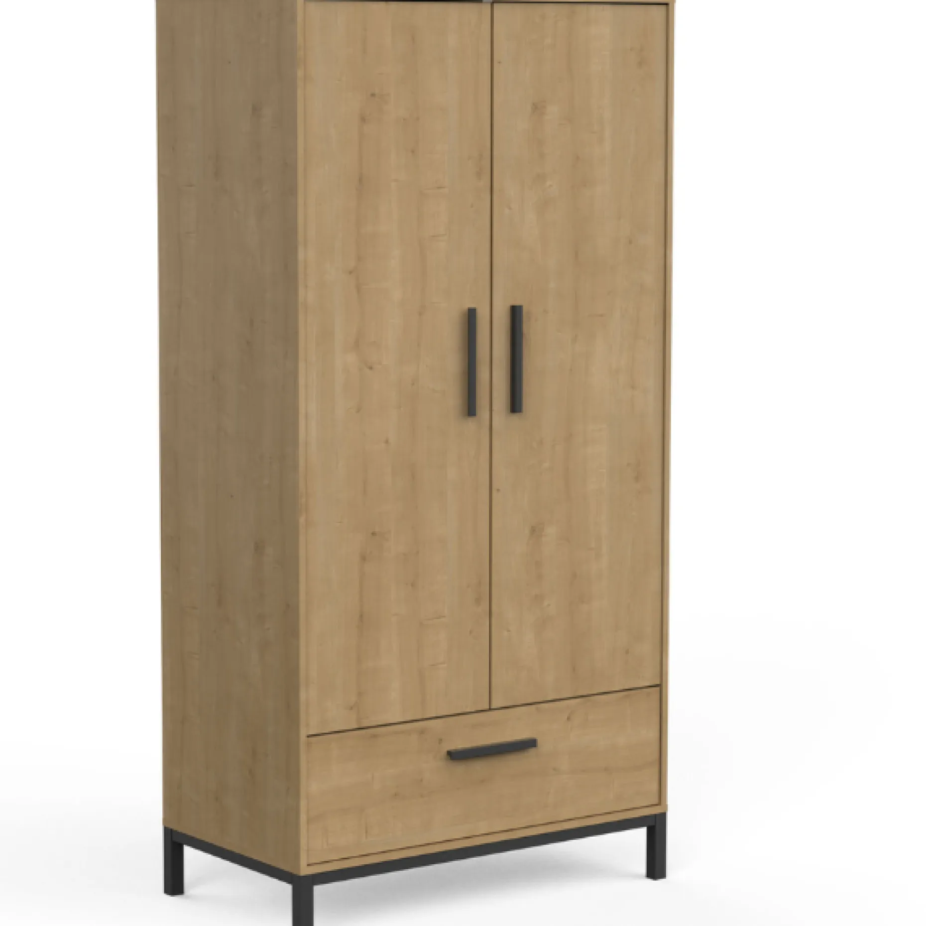 Kleiderschrank Craig-Hamilton Eiche/Mattschwarz