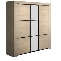 Kleiderschrank East mit 3 Türen und Spiegel - Kastanie