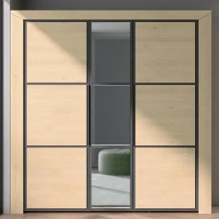 Kleiderschrank East mit 3 Türen und Spiegel - Kastanie