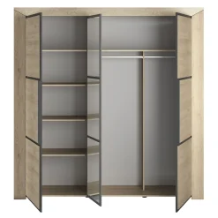 Kleiderschrank East mit 3 Türen und Spiegel - Kastanie