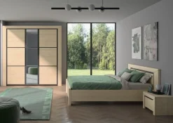 Kleiderschrank East mit 3 Türen und Spiegel - Kastanie