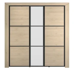 Kleiderschrank East mit 3 Türen und Spiegel - Kastanie