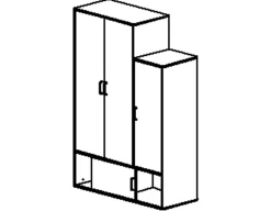 Kleiderschrank Erwan - 133x52x192cm - 4 Türen - weiß/kastanienbraun