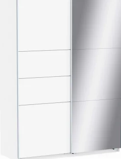 Kleiderschrank Faust - 148x60x203cm - mit Spiegel - 2 Türen - weiß
