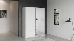 Kleiderschrank Faust - 148x60x203cm - mit Spiegel - 2 Türen - weiß