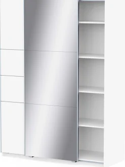 Kleiderschrank Faust - 148x60x203cm - mit Spiegel - 2 Türen - weiß