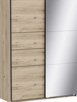 Kleiderschrank Faust - 148x60x203cm - mit Spiegel - 2 Türen - Eichendekor