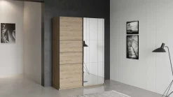Kleiderschrank Faust - 148x60x203cm - mit Spiegel - 2 Türen - Eichendekor