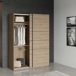 Kleiderschrank Faust - 148x60x203cm - 2 Türen - Eiche Dekor