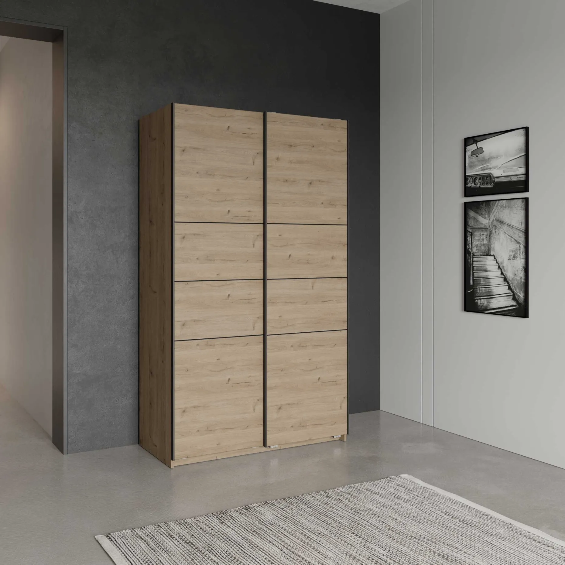 Kleiderschrank Faust - 117x60x203cm - 2 Türen - Eiche Dekor