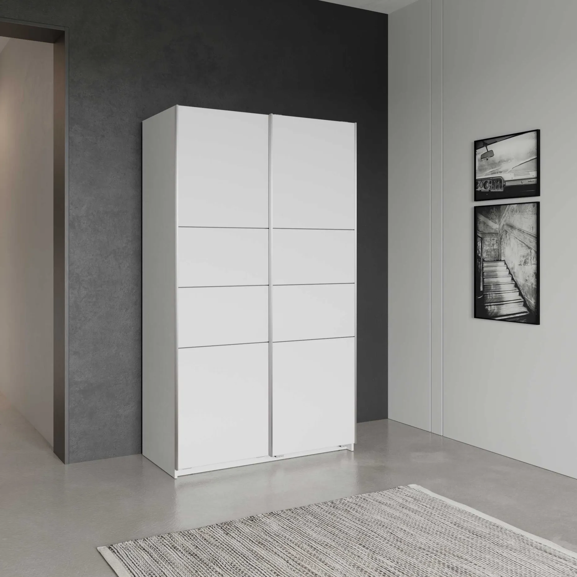Kleiderschrank Faust - 117x60x203cm - 2 Türen - weiß