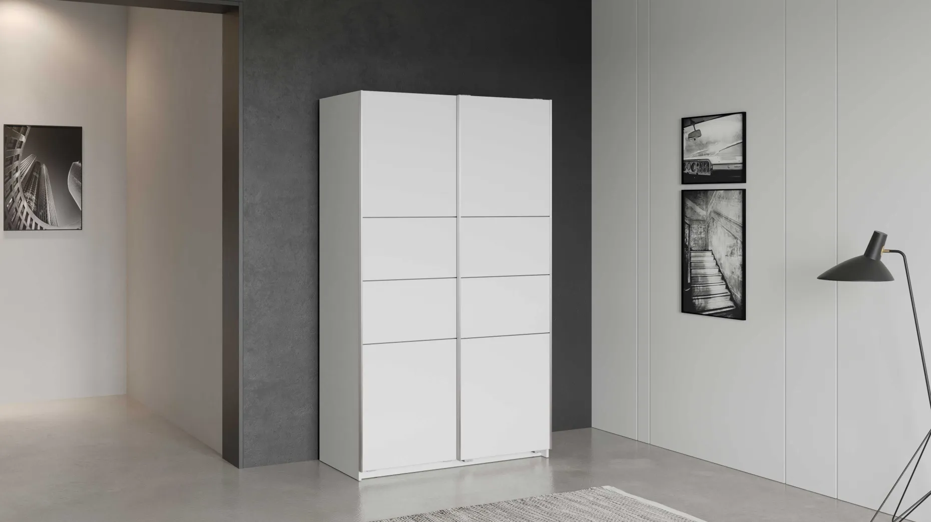 Kleiderschrank Faust - 117x60x203cm - 2 Türen - weiß