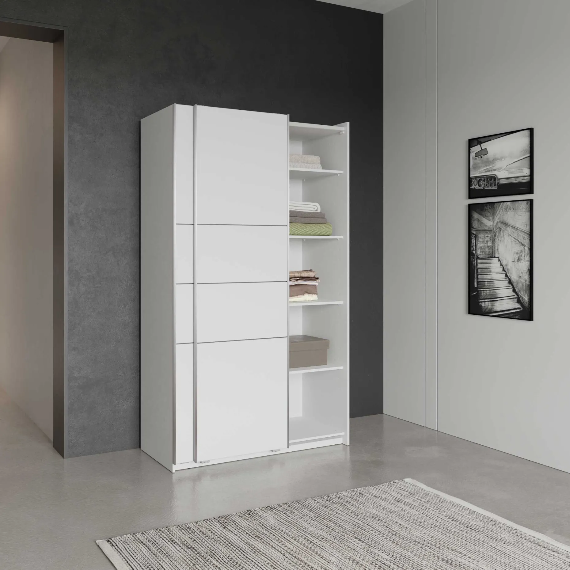 Kleiderschrank Faust - 117x60x203cm - 2 Türen - weiß